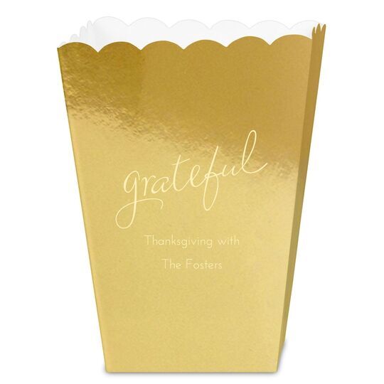 Expressive Script Grateful Mini Popcorn Boxes